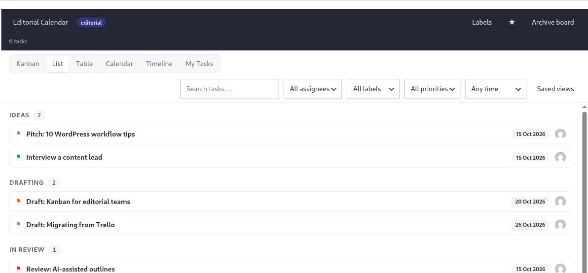 List view