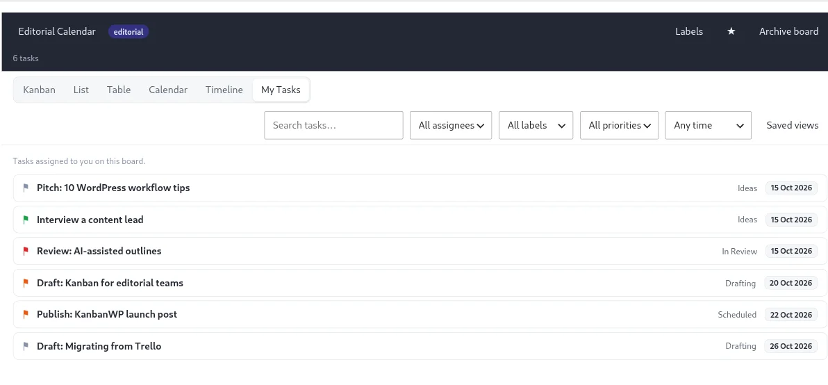 My Tasks